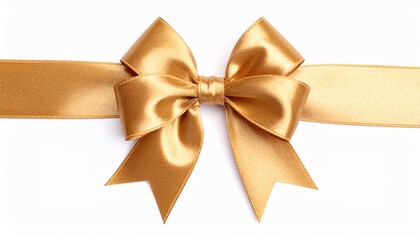 Fototapeta premium Beautiful golden ribbon bow isolated onwhite background