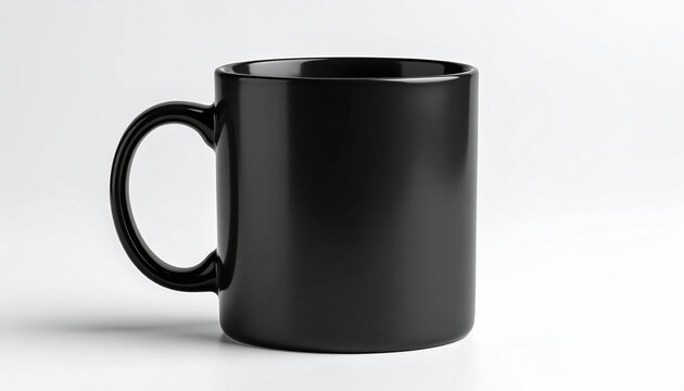 Black mug isolated white background 