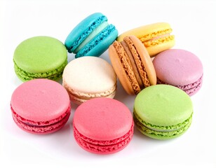 Obraz premium bright colored macarons isolated on a white background