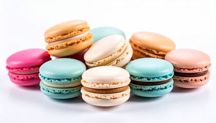 bright colored macarons isolated on a white background
