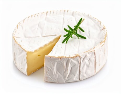 Round brie or camambert cheese isolated on a white background