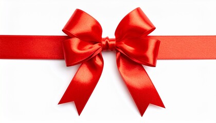 Red satin ribbon bow isolated on white background