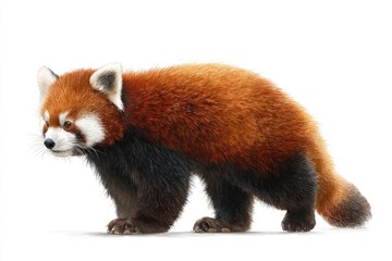 Fototapeta premium Detailed Illustration of a Red Panda Walking, Emphasizing Wildlife Conservation and Environmental Awareness, Perfect for Educational Material : Generative AI