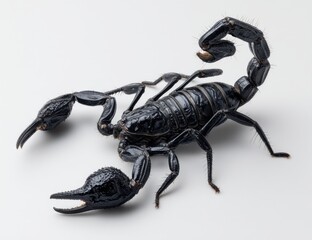 Black Scorpion Isolated Against White Backdrop, Representing Danger and Pest Control Services, Perfect for Natural History or Biology Education : Generative AI