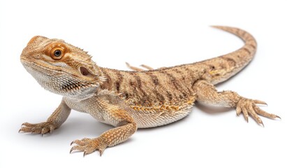 Obraz premium Bearded Dragon Isolated on White Background, Representing Exotic Pets and Unique Animal Ownership : Generative AI
