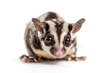 Obraz premium Sugar Glider Posing on White Background, Symbolizing Exotic Pets and Wildlife Conservation Awareness : Generative AI