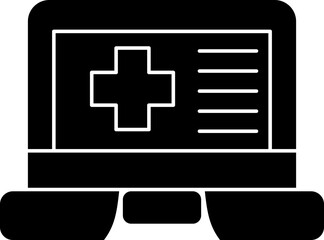 Obraz premium Medical Monitor Icon – Black and White Healthcare Computer Symbol