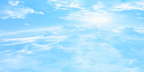 Sunny sky blue light watercolor background. Aquarelle painting brush effect card, textured canvas, cloudy smoke space for text, entertaining card, and template. aquamarine color graphics illustration