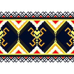 Obraz premium geometric pattern Red, Yellow. Native American tribal fabric, design vector for woven textile printing, tile, Saree, carpet, cards, picture books, ethnic boho indian texture ornament seamless pattern