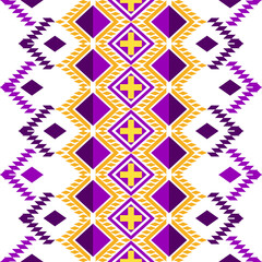 geometric pattern Purple Yellow. Native American tribal fabric, design vector for woven textile printing, tile, Saree, carpet,cards, picture books, ethnic boho indian texture ornament seamless pattern
