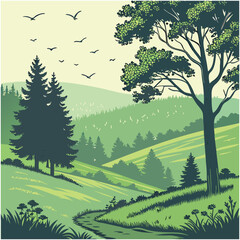 Fototapeta premium forest illustration