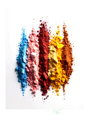 Colorful dyes of powder cosmetics. Color palette for the Holly festival.