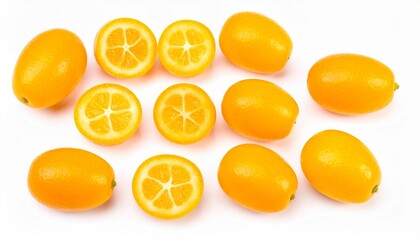 Kumquat slices isolated on white background
