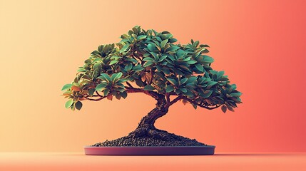 Fototapeta premium Bonsai Tree, Minimalist, Warm Light