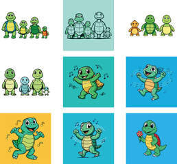 set of funny cartoon characters