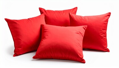 Red decorative pillows isolated on white background