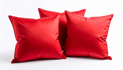 Red decorative pillows isolated on white background