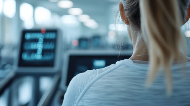 A woman focuses intently while using gym equipment, embodying determination and the pursuit of fitness goals, inspiring others in their health journey through strength and focus.