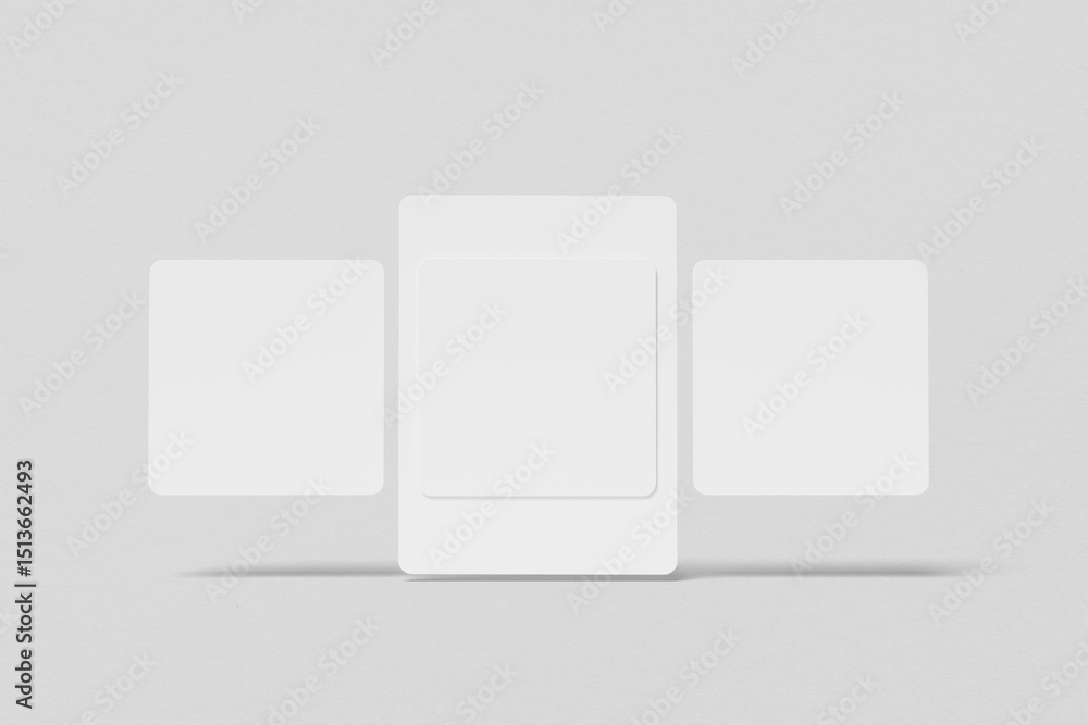 Poster floating blank social media post mockup with light gray background. 3d rendering