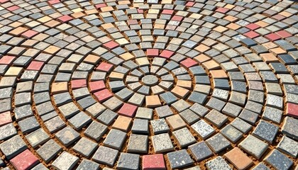 Fototapeta premium Seamless vector set of radial cobble stone circle pavement textures , repeat, grey