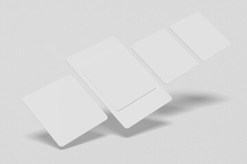 Floating Blank Social Media Post mockup with light gray background. 3d rendering