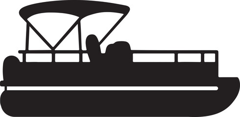 Pontoon boat icon, clip art silhouette design vector art illustration. © Mohaiminul