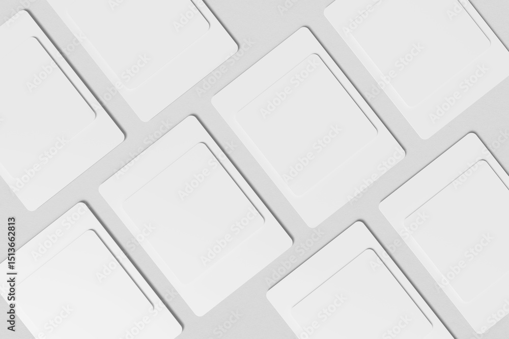 Poster top view blank social media post mockup with light gray background. 3d rendering