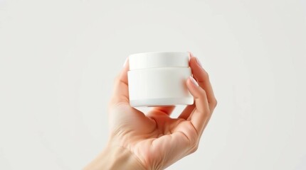 Precise Architectural Photography Hand Holding White Cream Jar