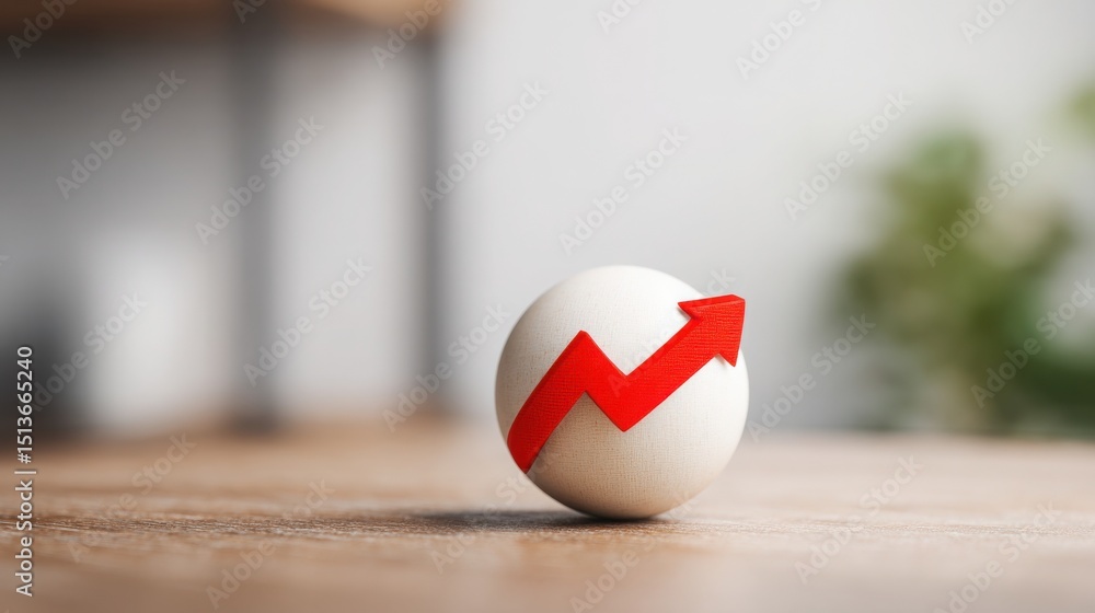Poster white egg with red arrow symbolizing demand forecasting and future needs in a conceptual business en