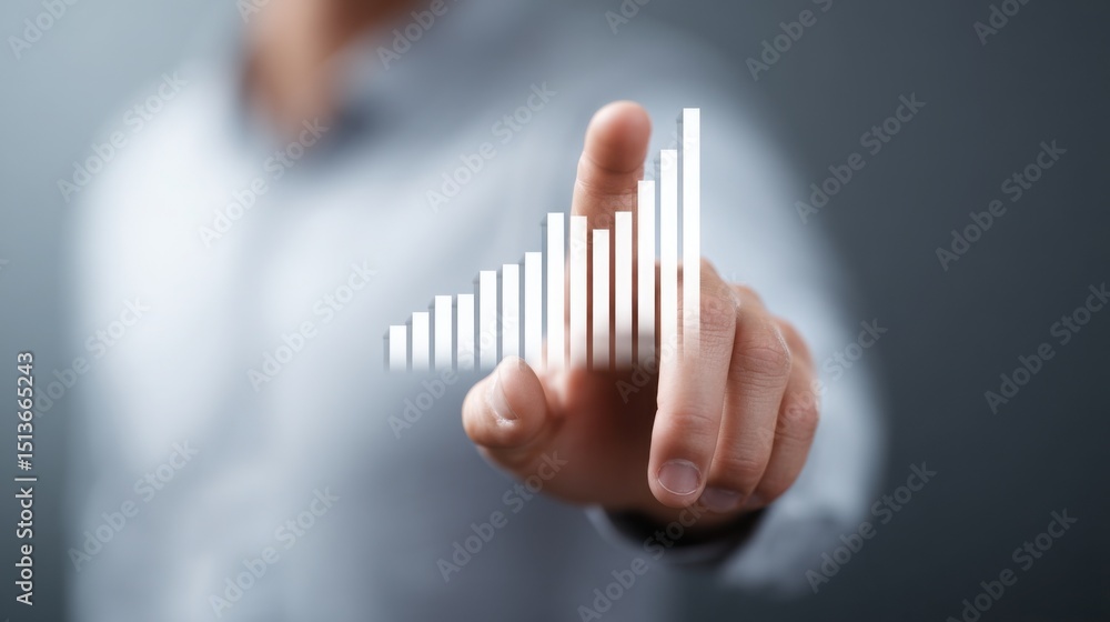 Aufkleber individual holding a bar chart representing demand forecasting and projecting future needs for effec