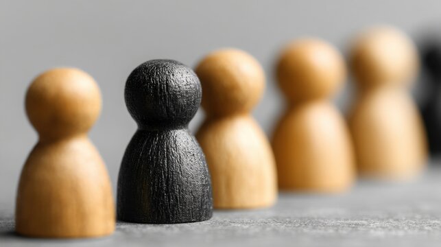 Diverse group of wooden figures representing various purposes in the concept of meaningful categorization and organization