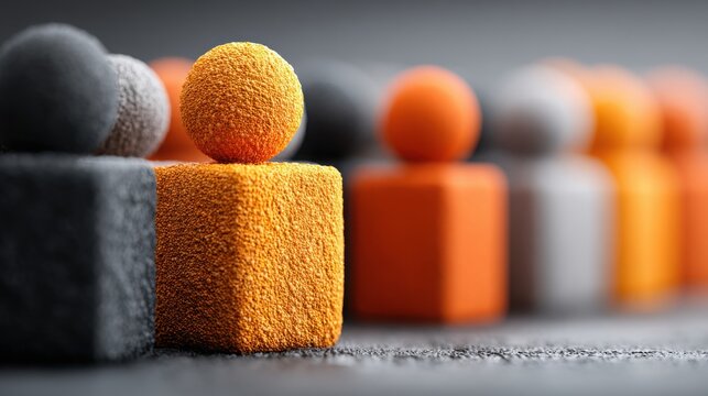 Colorful group of orange and gray balls representing the concept of categorizing with meaning for effective organization
