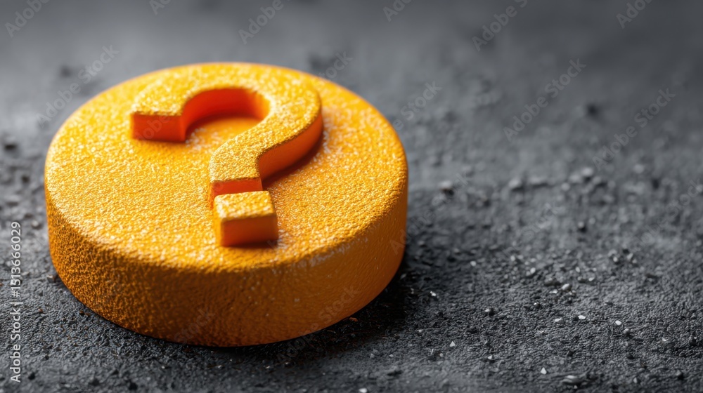 Poster orange with question mark on it highlighting open question in iconic concept of surfacing unresolved
