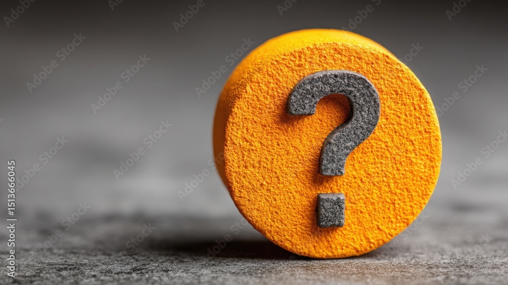 Poster orange with question mark on it highlighting open question in iconic concept of surfacing unresolved