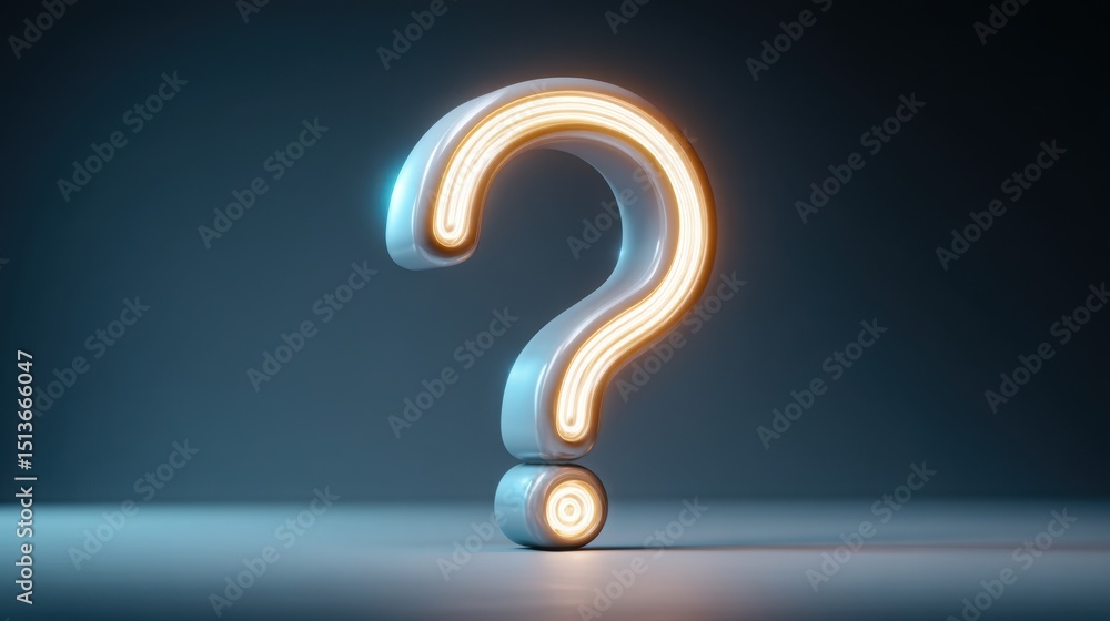 Poster conceptual image of a question mark symbolizing open questions and unresolved issues in a thought-pr