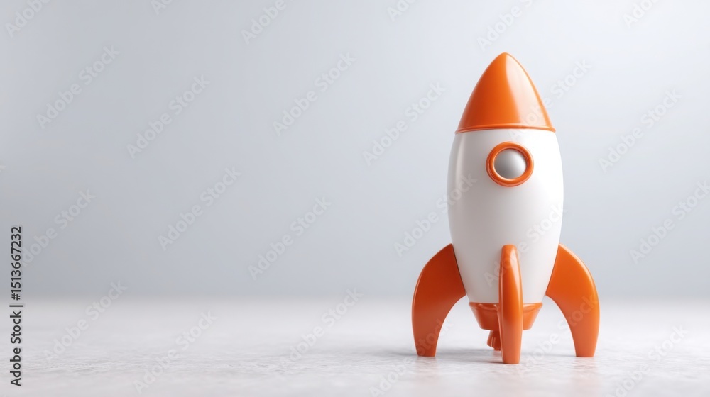 Poster simple yet engaging toy rocket representing the launch roadmap and activation of a long-term vision 