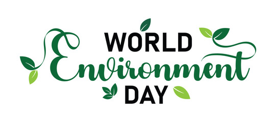 World Environment Day vector image, World Environment Day typography. Vector Illustration of World Environment Day card with creative multicolored transparent text
