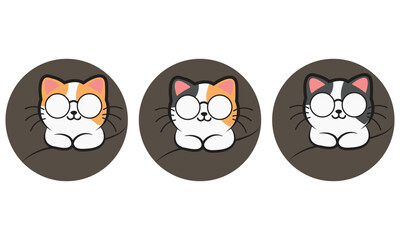 Cat illustration,3 different colour cat.