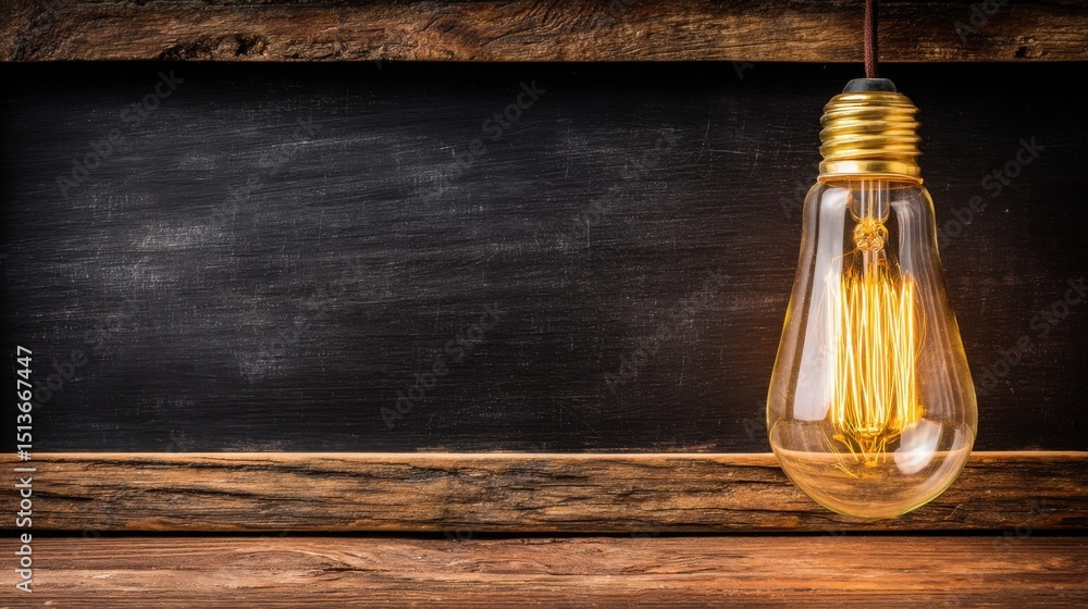 Poster a light bulb resting on a wooden table representing lighting up priorities and bringing key focus in