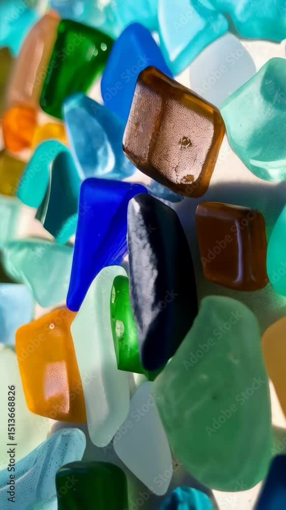 Poster collection of smooth ocean glass in varying shades of color, abstract background with smooth edges a