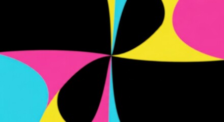 Abstract Colorful Petals Against Black Background Design