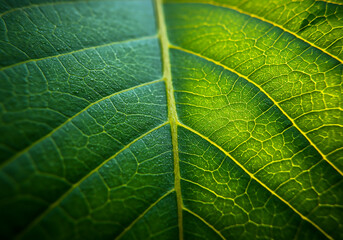 Obraz premium Intricate Leaf Texture A Close-Up View of Nature's Green Details