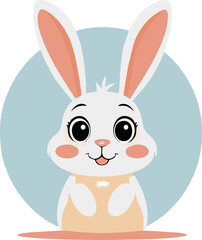 Obraz premium A cute, pink cartoon bunny with long ears