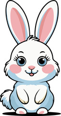 
A cute, pink cartoon bunny with long ears
