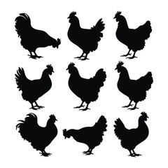 Black Hen Silhouettes – Poultry Clipart for Farmhouse and Rustic Designs