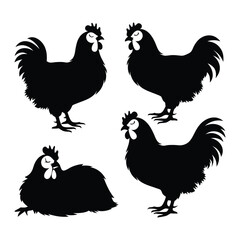 Chicken Silhouette Set – Farm Animal Vector Collection for Cricut and Crafts