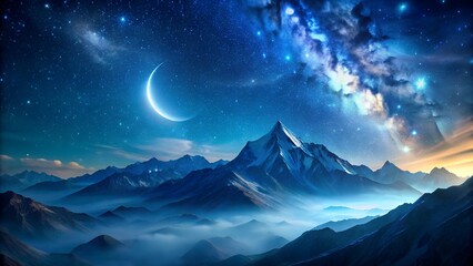 Celestial Mountains A Night Sky Landscape of Majestic Peaks and Starry Wonders