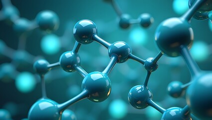 Abstract Molecule Structure Close Up In Blue Science And Technology