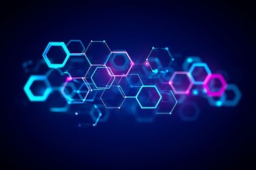 Fototapeta premium Abstract Network Hexagons Connection Structure Artificial Intelligence Future Technology Concept