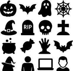 halloween icons set